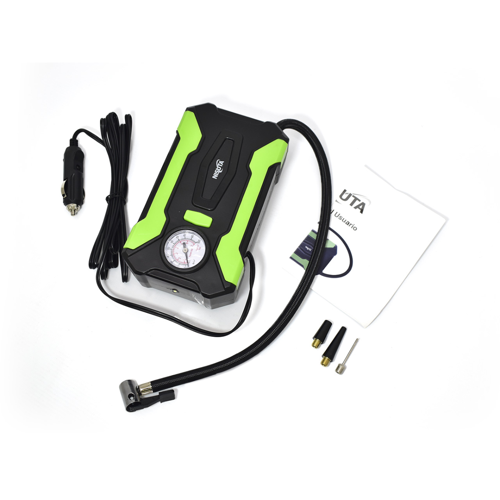COMPRESOR DE AIRE 19L/MIN PARA AUTO, CON MANOMETRO Y LUZ