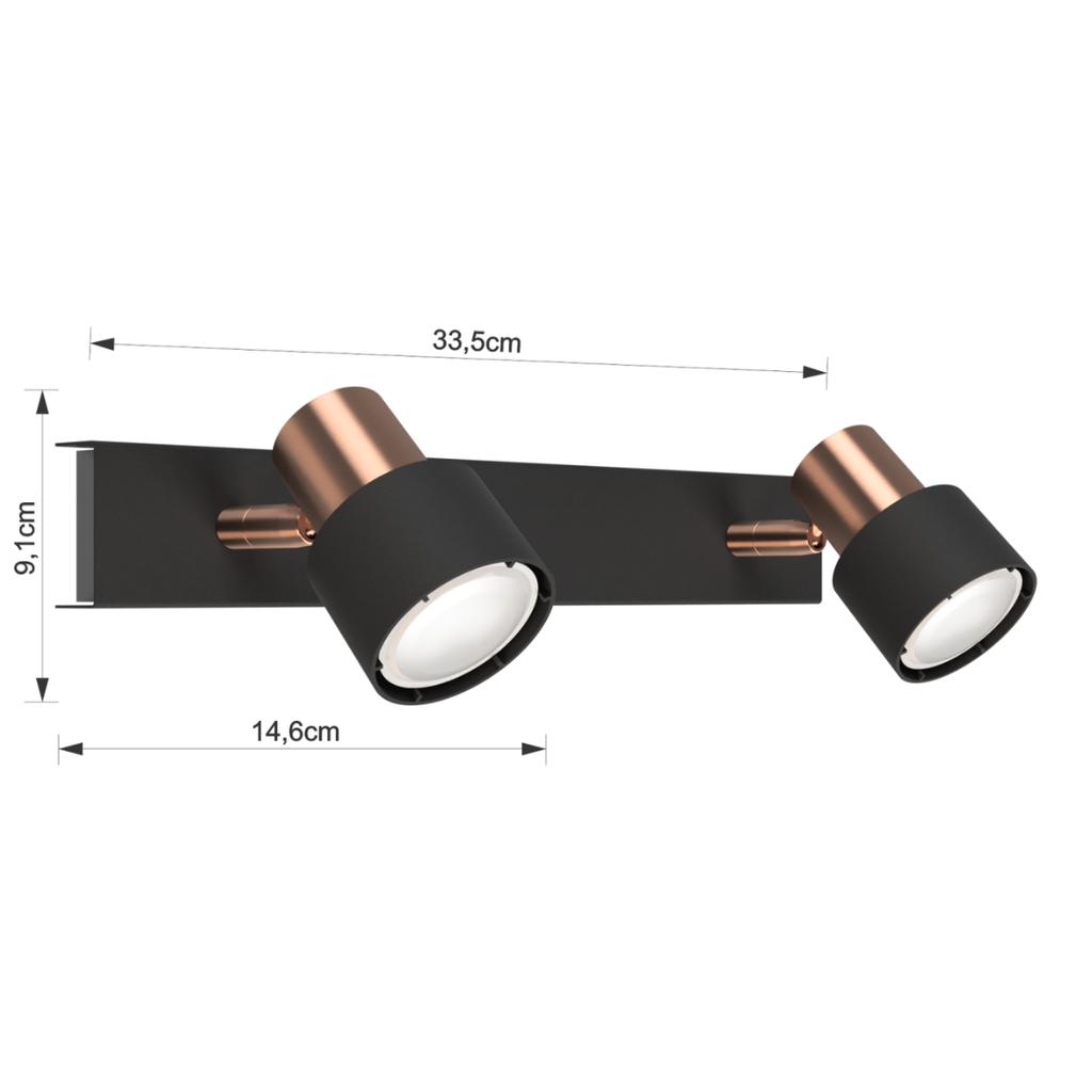 APLIQUE BOA 5252 NEGRO/COBRE 2XGU10 LED 5W C/LAMP