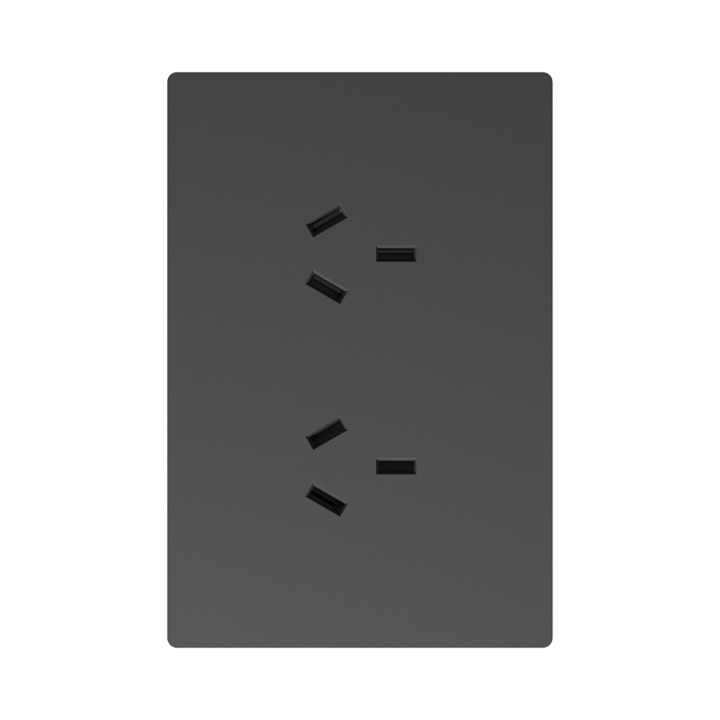 TOMACORRIENTE DOBLE MILAN GRIS MACROLED, AC 250V, 10A MAX. BASTIDOR METALICO