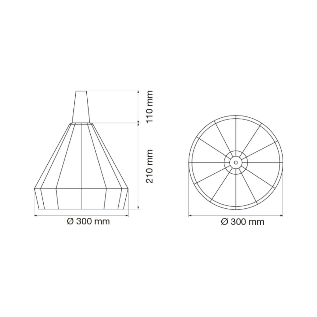 Colgante de alambre negro con madera Ø300 x 220mm