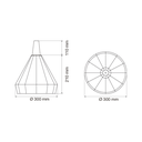 Colgante de alambre negro con madera Ø300 x 220mm