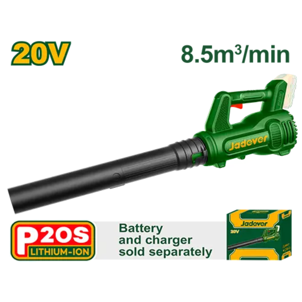 Soplador inalámbrico 15000 rpm - Voltaje: 20V - Volumen de aire medio: 8,5m3/min - Máx. velocidad del aire: 115km/h - No incluye batería ni cargador