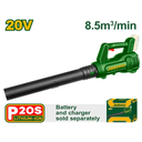 Soplador inalámbrico 15000 rpm - Voltaje: 20V - Volumen de aire medio: 8,5m3/min - Máx. velocidad del aire: 115km/h - No incluye batería ni cargador