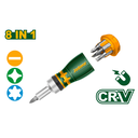 Kit de destornillador cricket 8 en 1 - Acero CR-V - 1 mango cricket + 7 puntas de destornillador de 1/4" x 25mm: SL5-SL6-PH0-PH1-PH2-T10-T20
