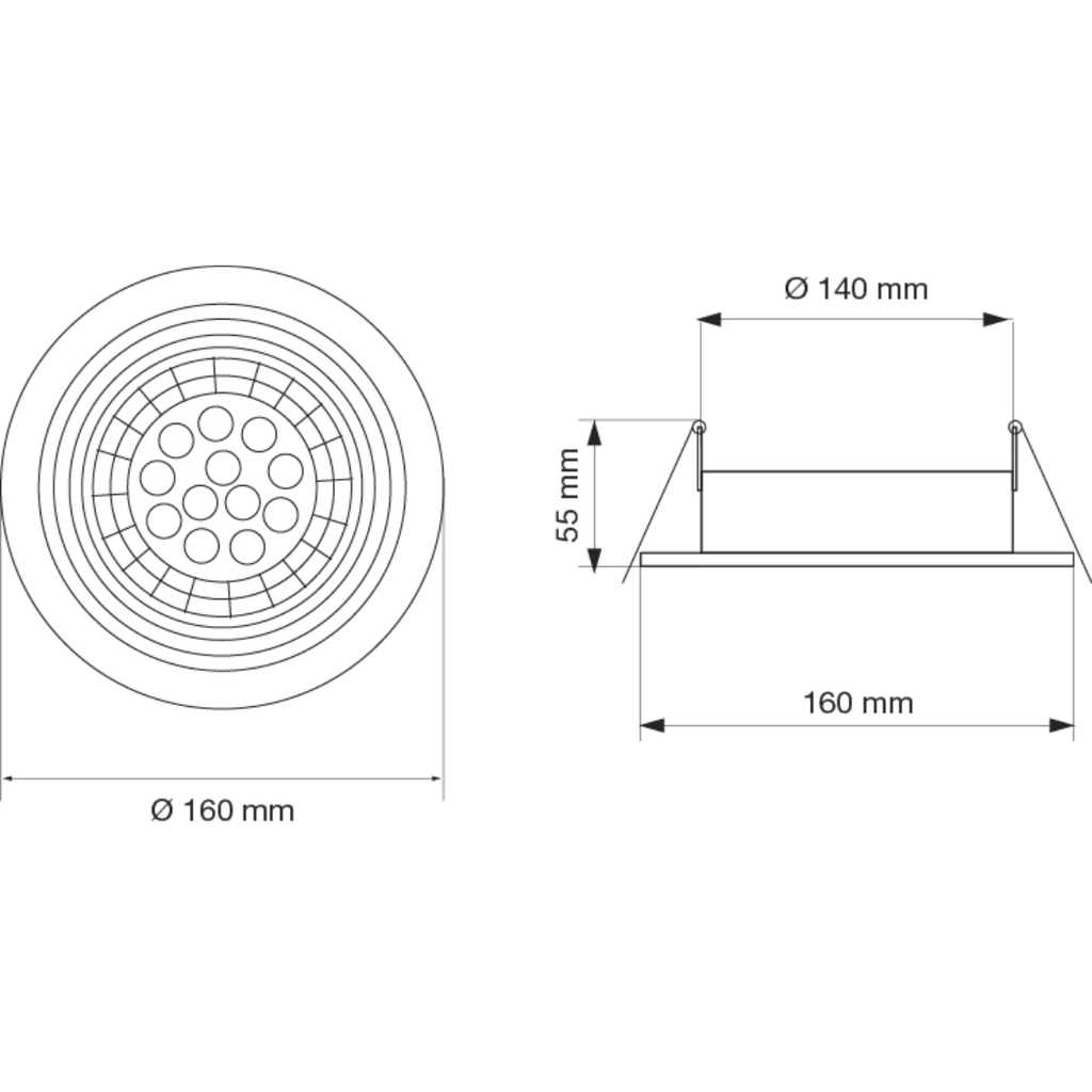 Embutido para AR111 móvil antideslumbrante Ø160mmx55mm GU10 10cm blanco texturado