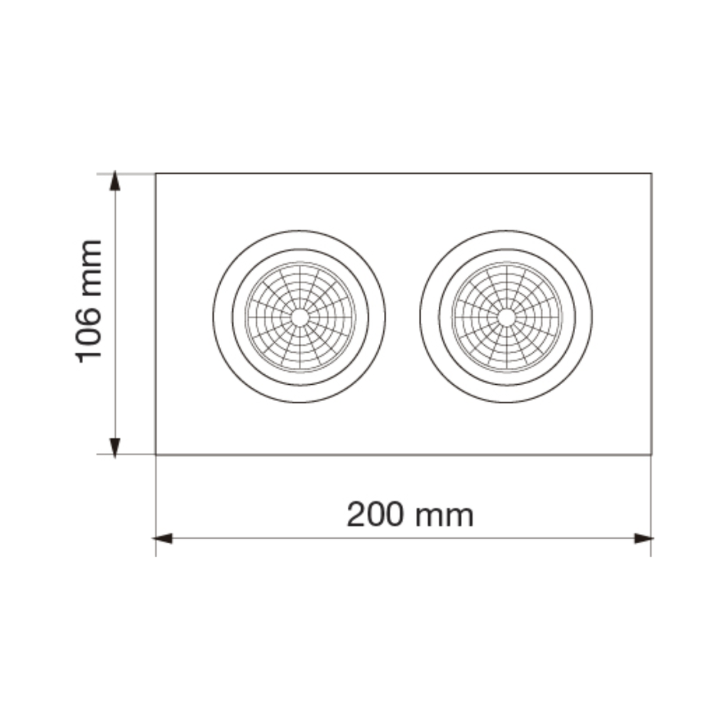 Plafon cardanico para dicro GU10 2 luces 255x134x100mm negro texturado