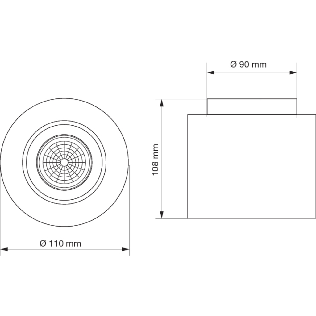 Plafón Movible Ø110x108mm para Lámpara Dicro GU10 20cm negro