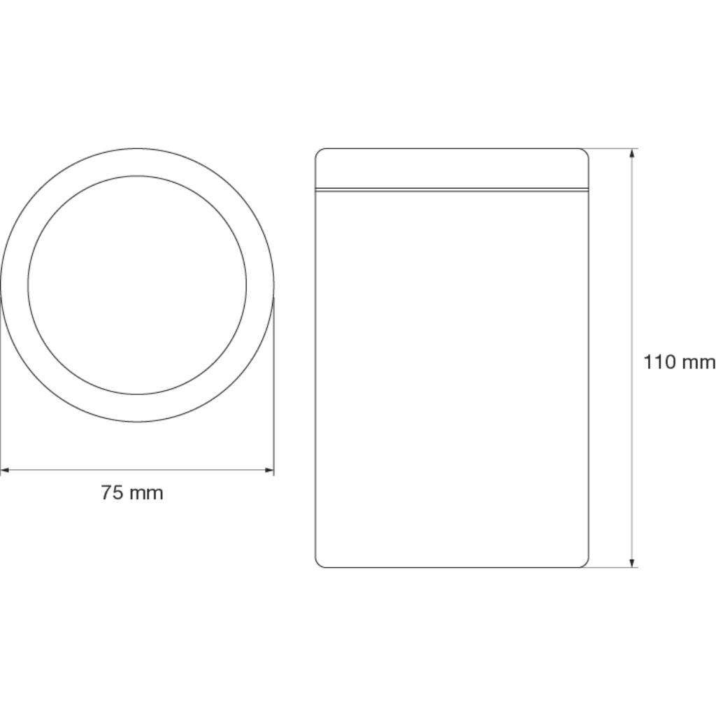 Plafón cilindrico Ø75x110mm para lámpara GU10 10cm c/acrílico blanco