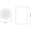 Plafón Ø60x105mm de aluminio con tapa de chapa para lámpara dicro GU10 20cm negro texturado