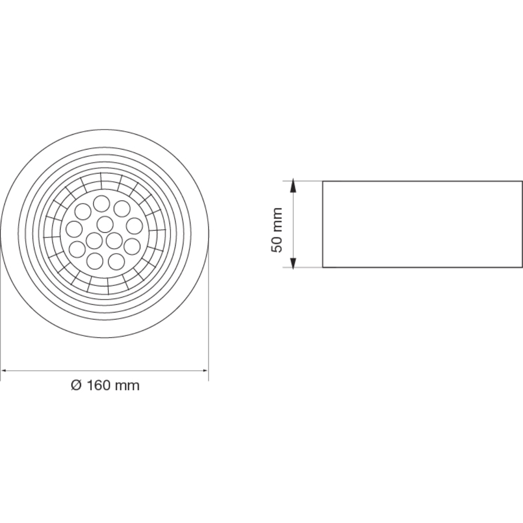 Semi embutido móvil Ø160x50mm AR111 GU10 10cm blanco