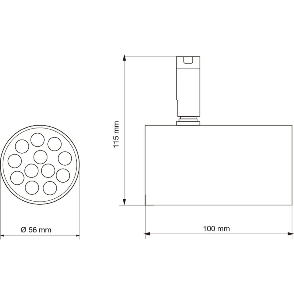 Spot Cilindro Ø56x100mm para GU10 20cm blanco texturado