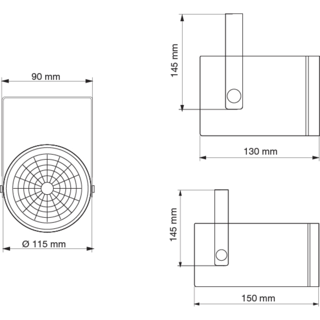 Spot cilíndrico Ø115x105mm U120x90mm para AR111 GU10 20cm blanco texturado
