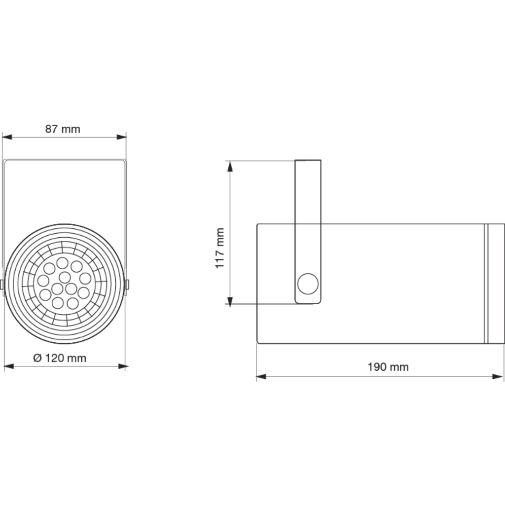 Spot Ø120x190mm para lámpara AR111 GU10 30cm blanco texturado
