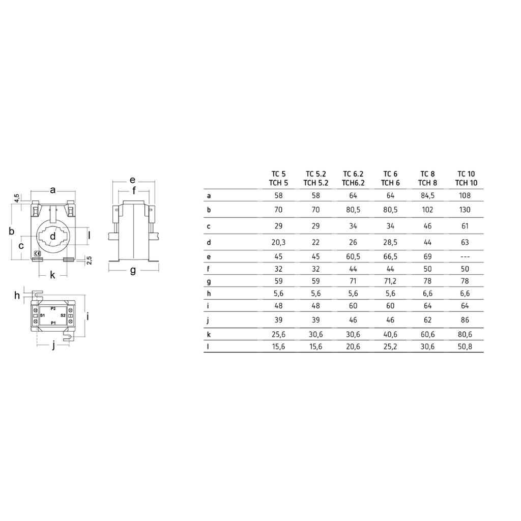 Transformador DE CORRIENTE DE PERFIL ESTRECHO TC 5.2 400/5A