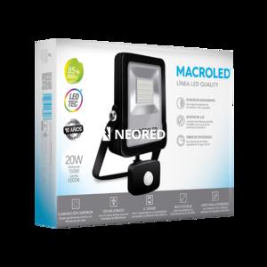 REFLECTOR LED CON SENSOR DE MOVIMIENTO MACROLED 20W AC100-240V FRIO 6500K