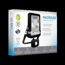 REFLECTOR LED CON SENSOR DE MOVIMIENTO MACROLED 20W AC100-240V FRIO 6500K