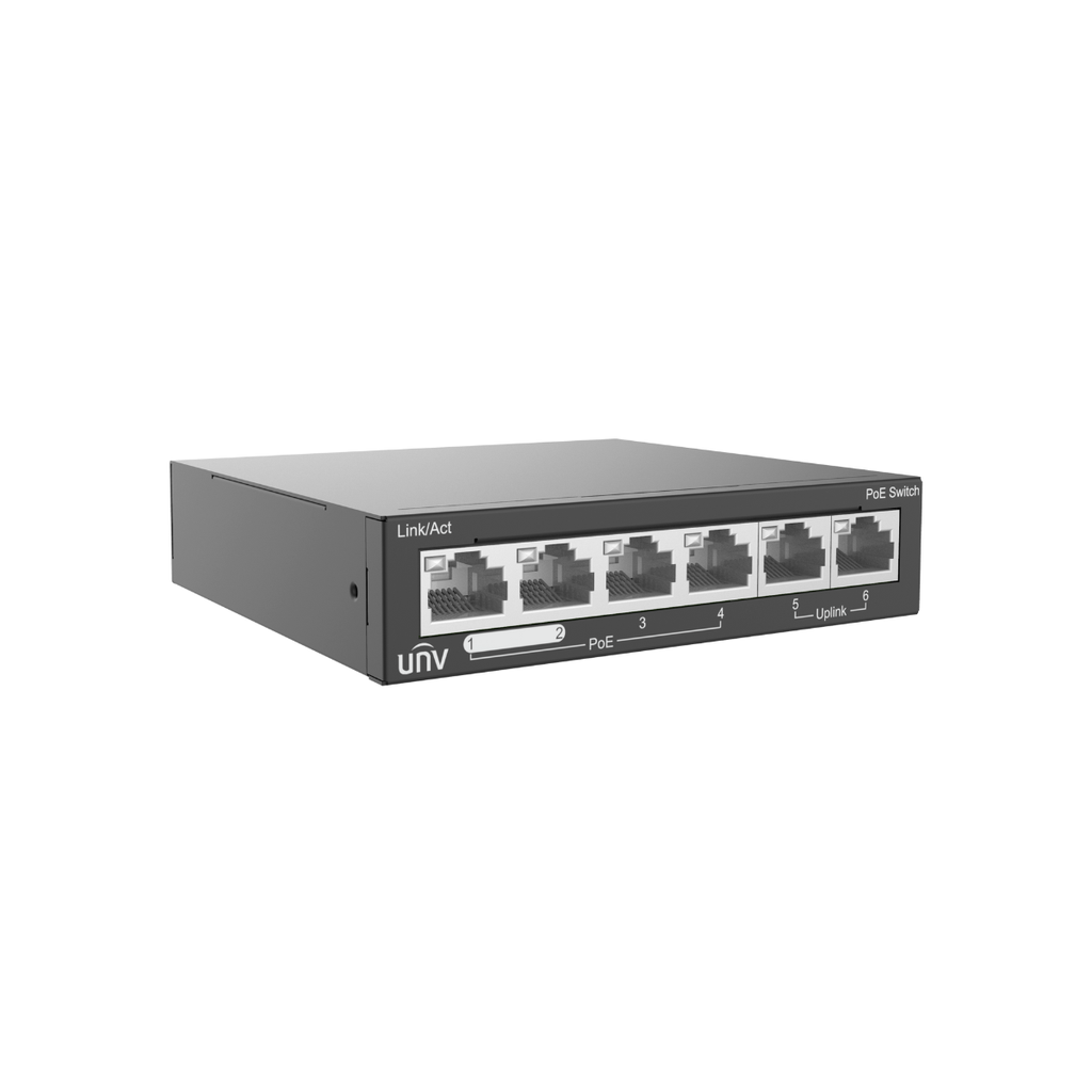SWITCH POE DE 4 PUERTOS Y 2 PUERTOS DE ENLACE ASCENDENTE