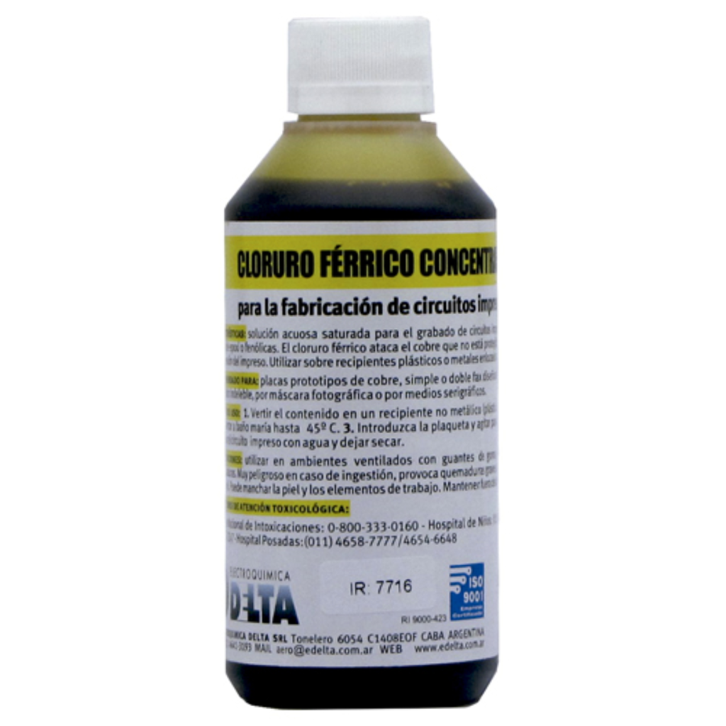 Cloruro Férrico Concentrado para el grabado de impresos 250cc