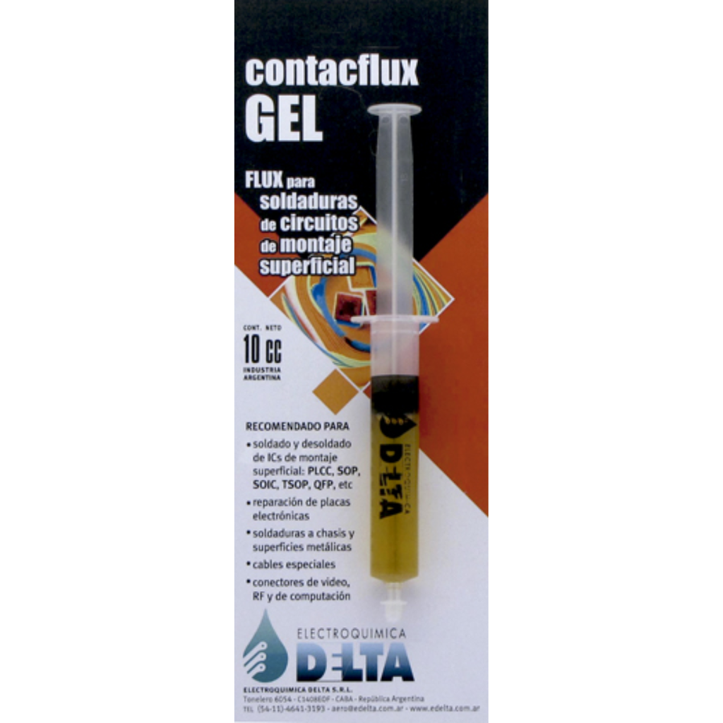 Contacflux GEL, flux para circuitos de montaje superficial Jeringa de 10cc