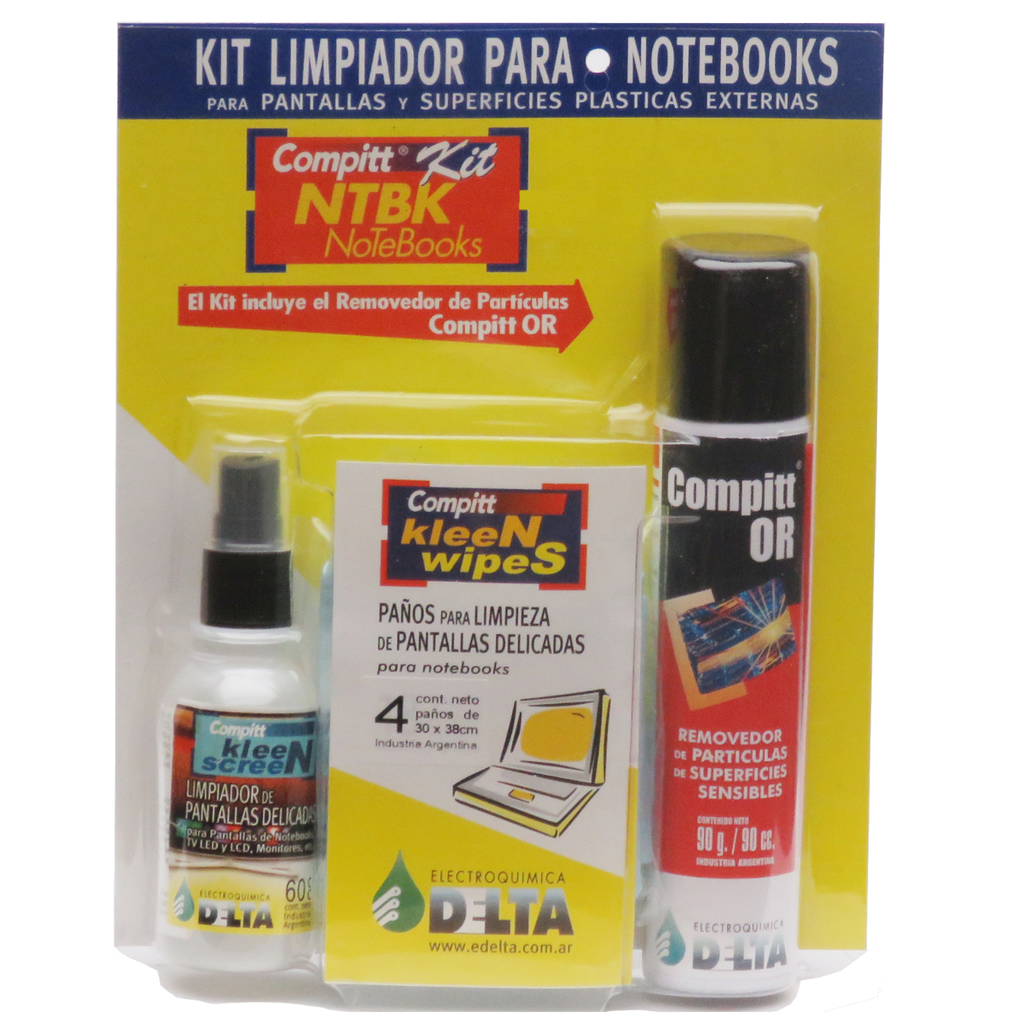 Compitt NTBK, kit de limpieza de NOTEBOOKS 60cc + 4 paños (*)+aerosol