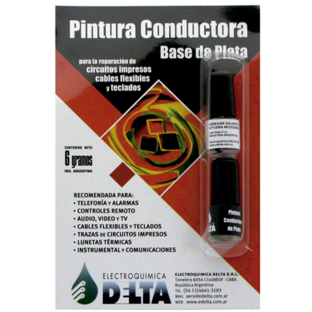 Pintura de Plata, para trazas conductoras y reparaciones 6g