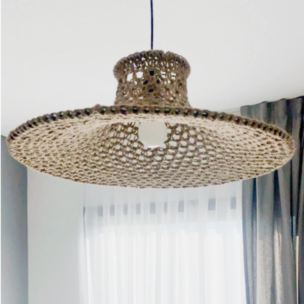 NERVO LAMPARA AVELLINO TEJIDA EN HILO YUTE 15X55X20