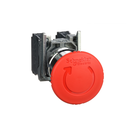 Parada de Emergencia metálica de 1/4 de Giro, metálica, 1NA+1NC, Ø 40mm, Rojo