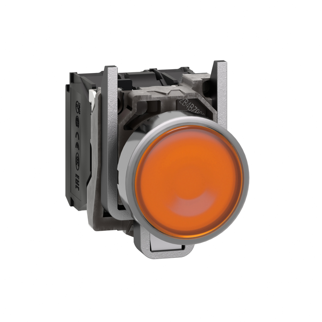 Pulsador luminoso, metálico, Amarillo, 1NA+1NC, led 24VAC/DC