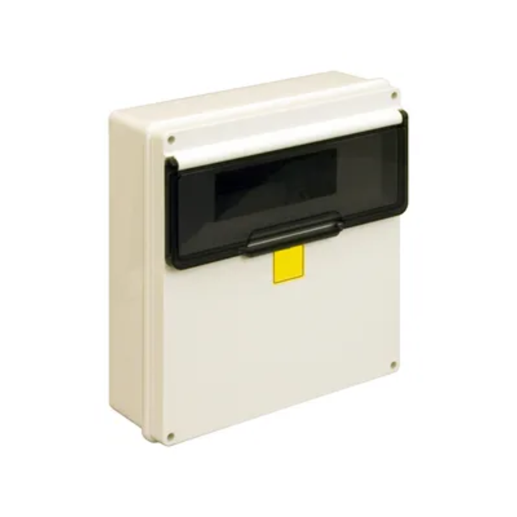 Cajas Plasticas de Exterior con sección ciega y riel DIN de Superficie 12 Módulos Exterior:300 x 285 x 113 mm