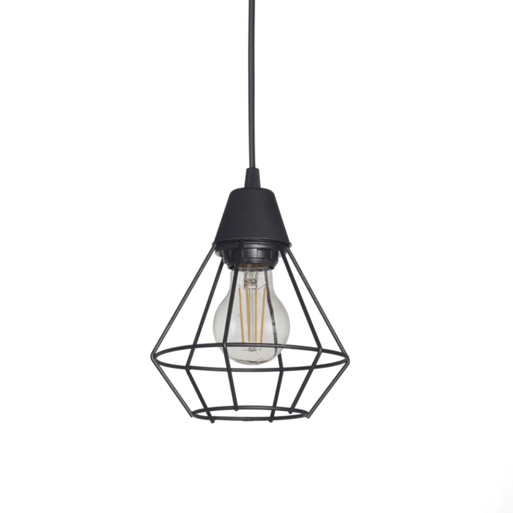 Colgante "JAULA DIAMANTE" (Ø 153 H:200mm.) NEGRO TEXT