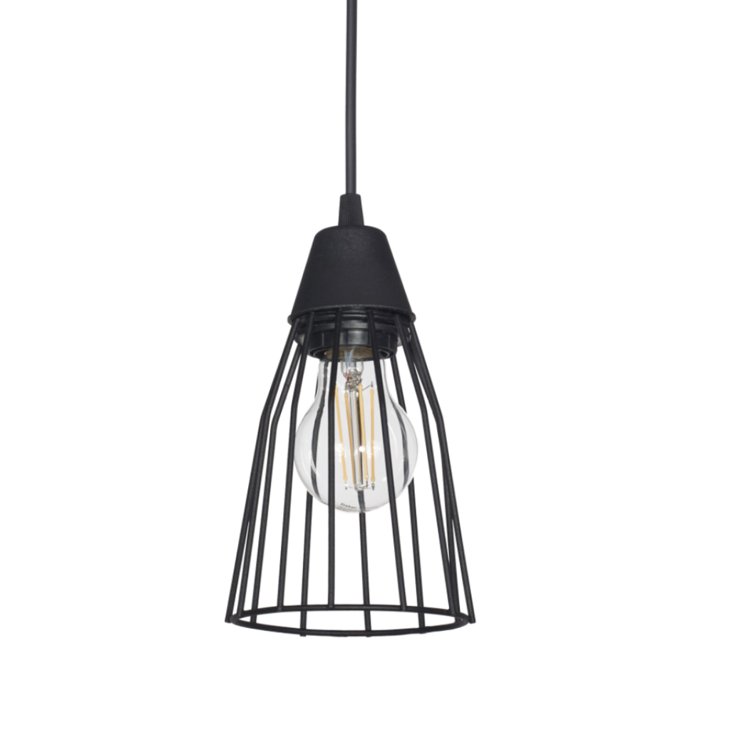 Colgante "JAULA CONO" (Ø 118 H:210mm.) NEGRO TEXT