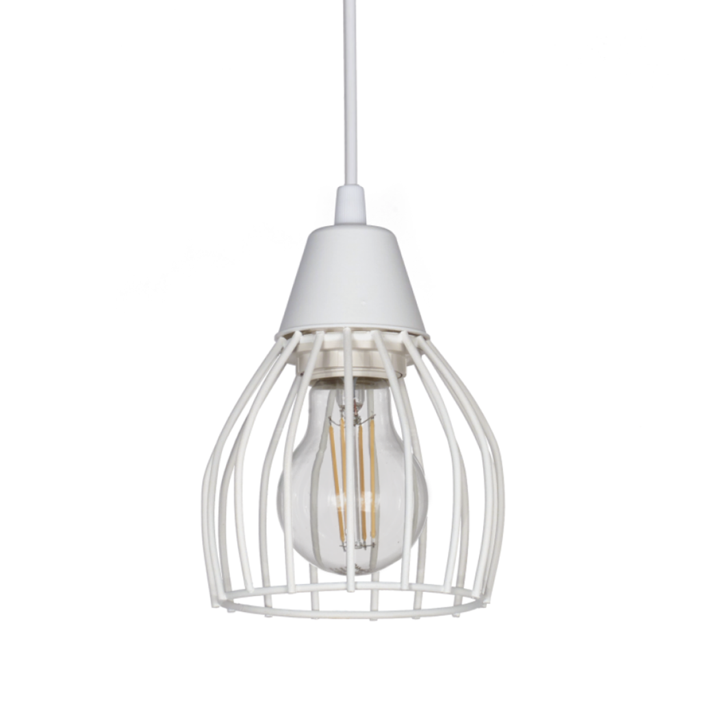 Colgante "JAULA" (Ø 105 H:170mm.) BLANCO TEXTURADO