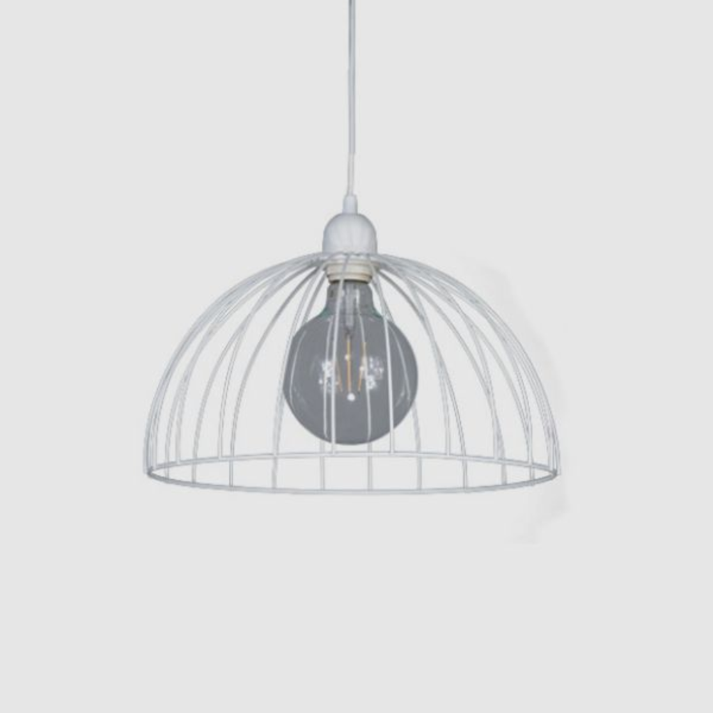 Colgante "JAULA" semiesférico (Ø 375 H:210 mm.) BLANCO TEXTURADO