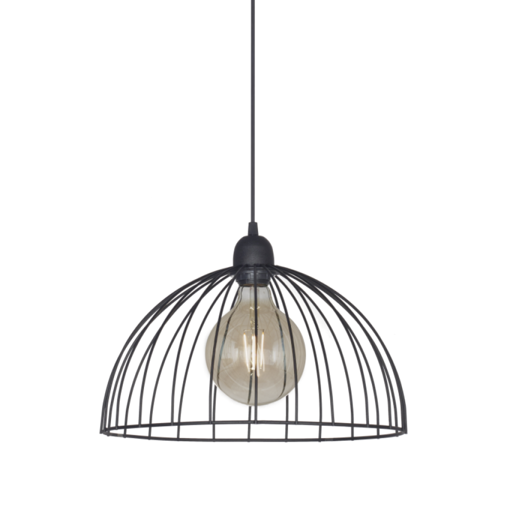 Colgante "JAULA" semiesférico (Ø 375 H:210 mm.) NEGRO TEXT