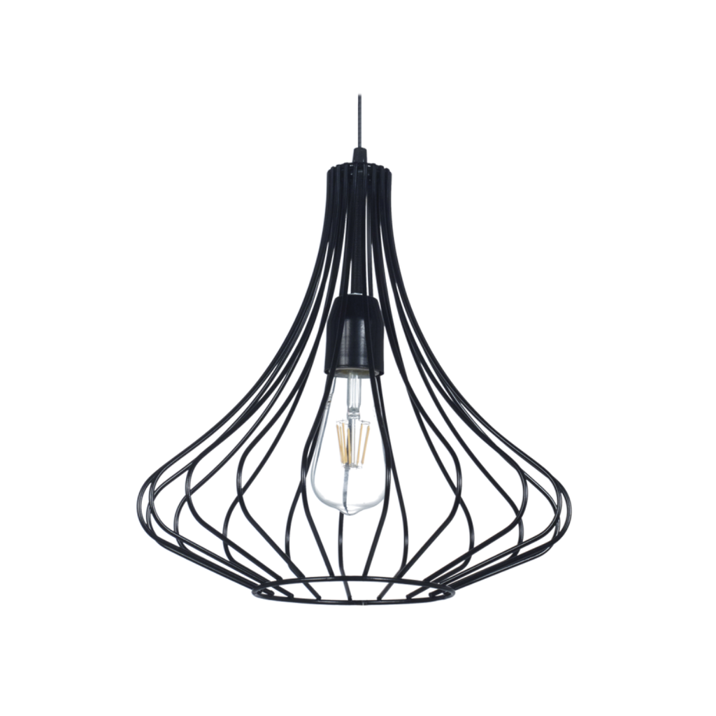 Colgante "LUGO" (Ø 355 H:360 mm.) NEGRO BRILLOSO