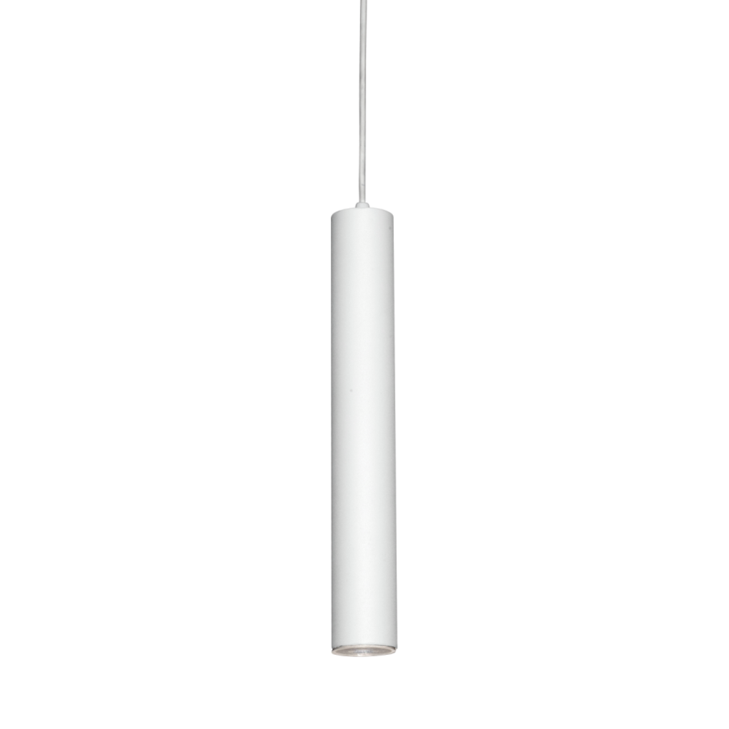 Colgante "TUBO" 1 x GU-10 (Ø50 x H:350 mm.) BLANCO TEXTURADO
