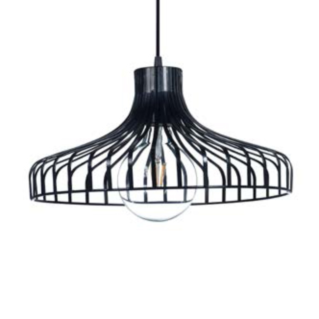 Colgante "VIANA" (Ø 400 H: 220 mm.) NEGRO BRILLOSO