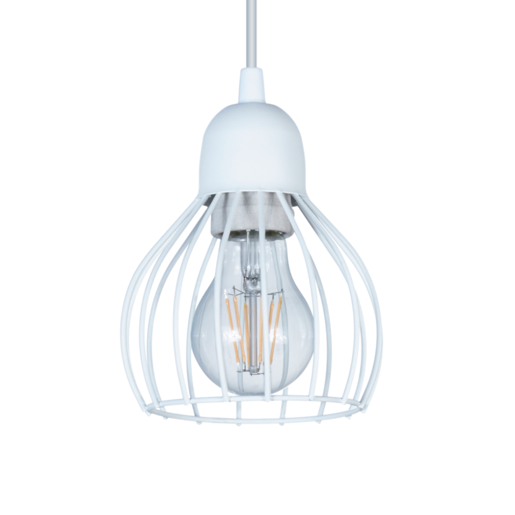 Dis-Colgante "PORTO" jaula de 1 luz (Ø123 x H: 145mm) BLANCO TEXTURADO