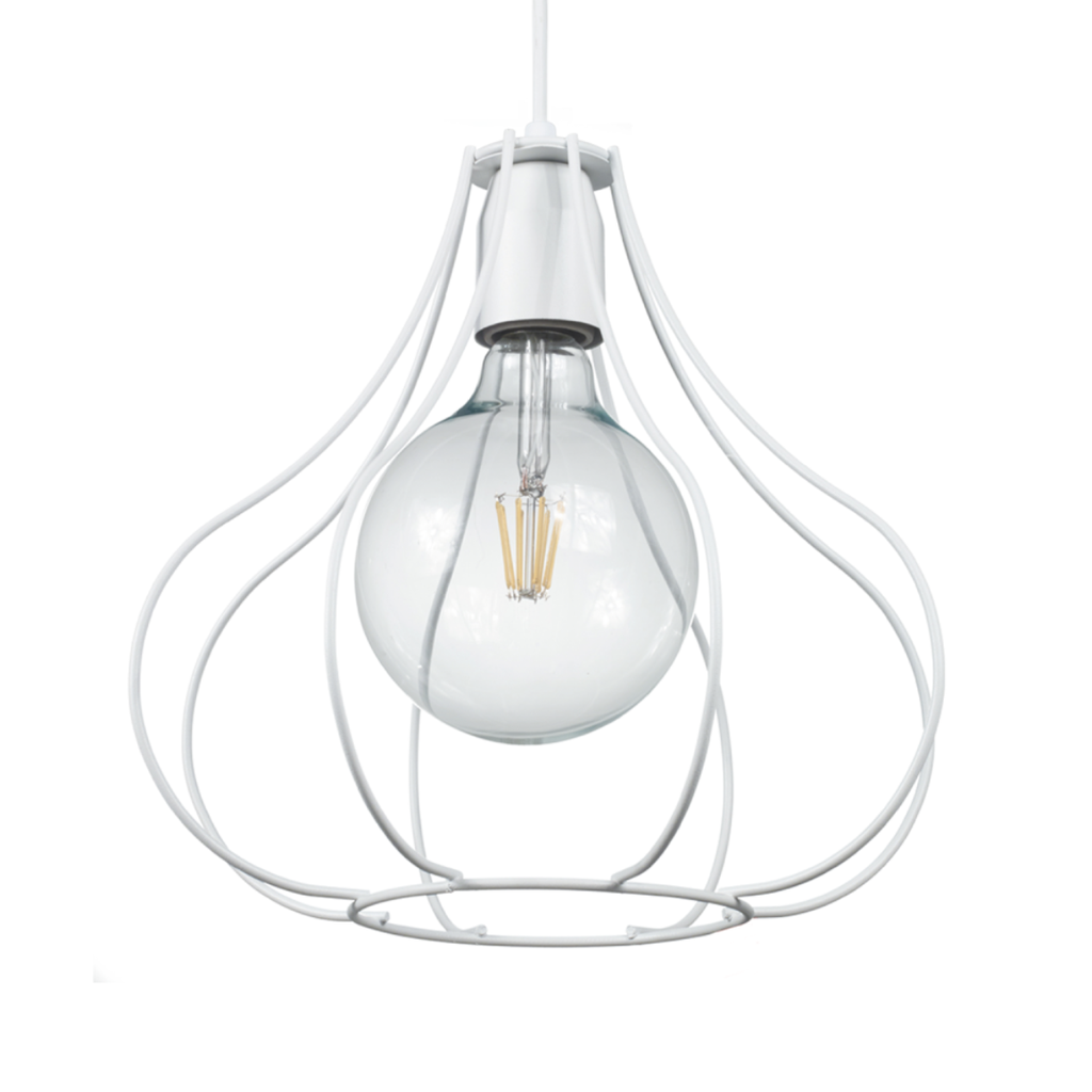 Colgante "JAULA FLOR" (300x300mm.) BLANCO TEXTURADO