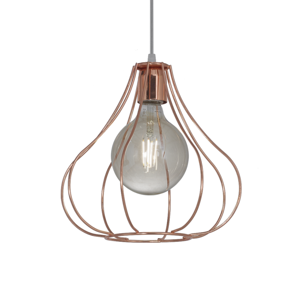 Colgante "JAULA FLOR" (300x300mm.) COBRE BRILLOS