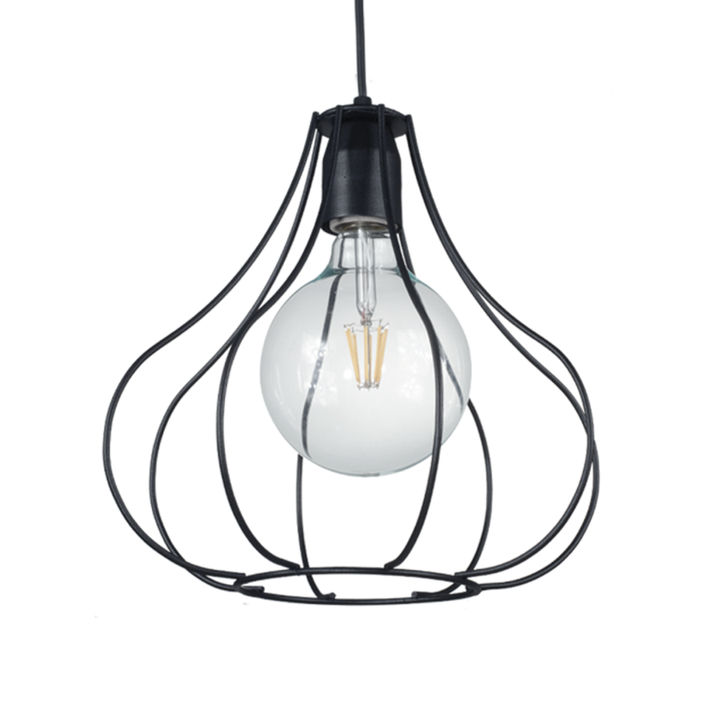 Colgante "JAULA FLOR" (300x300mm.) NEGRO TEXT