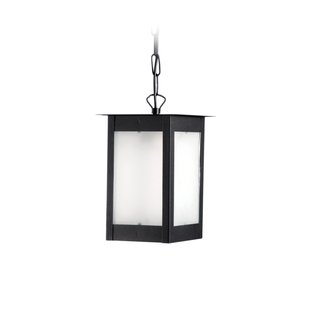 Farol de hierro c/vidrio arenado mediano (H:237mm) NEGRO TEXT