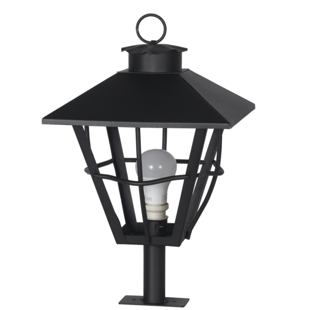 Farol de hierro colonial mediano p/poste NEGRO TEXT