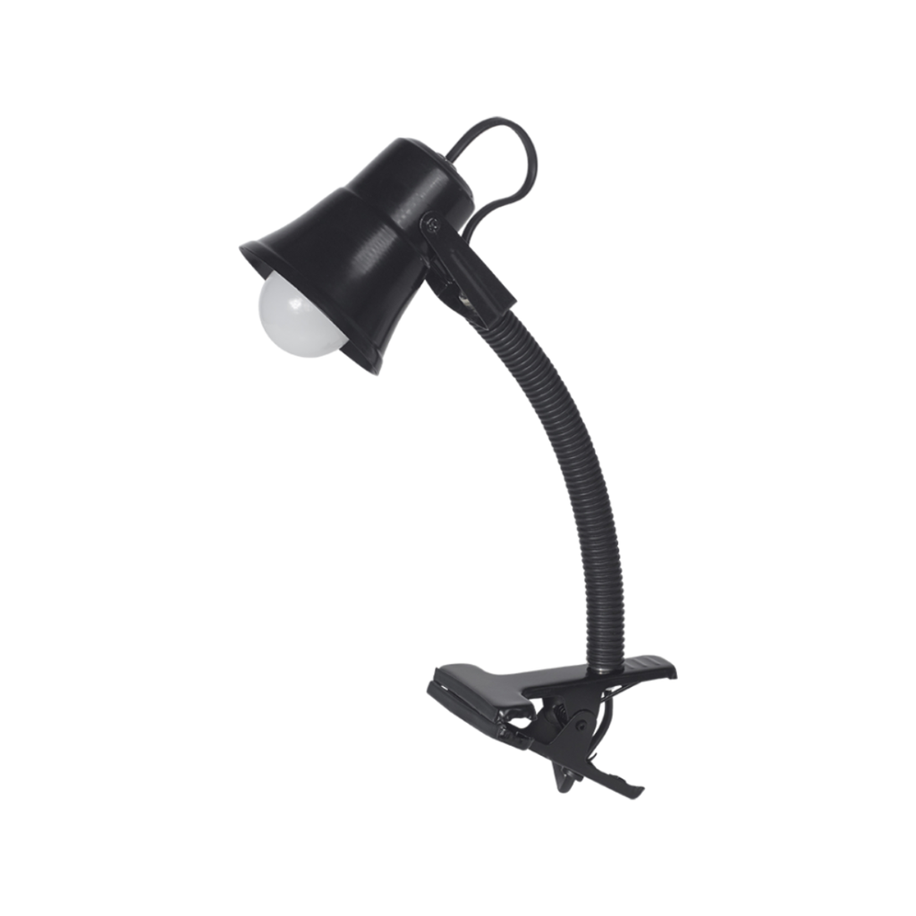 Pinza Spot con flexible y capuchón de chapa curvo NEGRO BRILLOSO