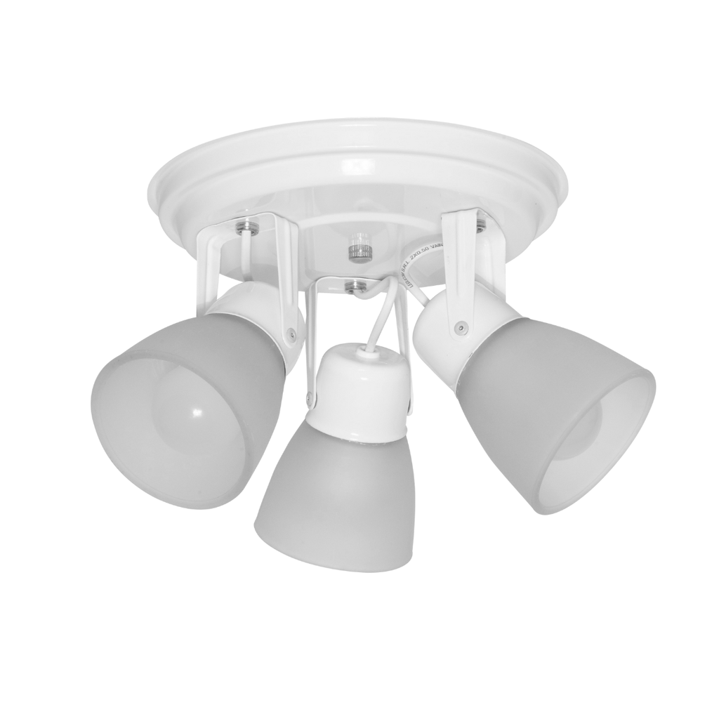 Spot redondo de 3 luces "ALBA" c/tulipa satinada BLANCO