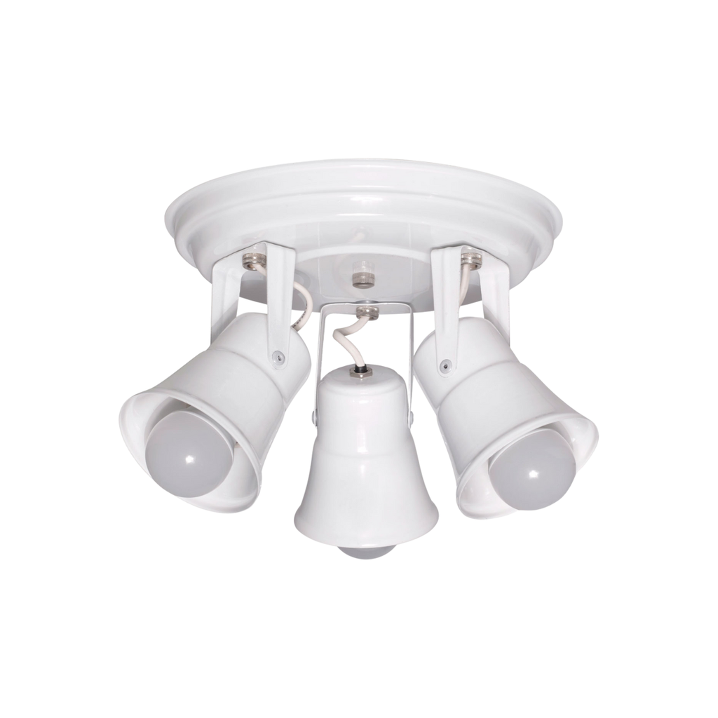 Spot redondo de 3 luces c/ capuchón de chapa curvo BLANCO
