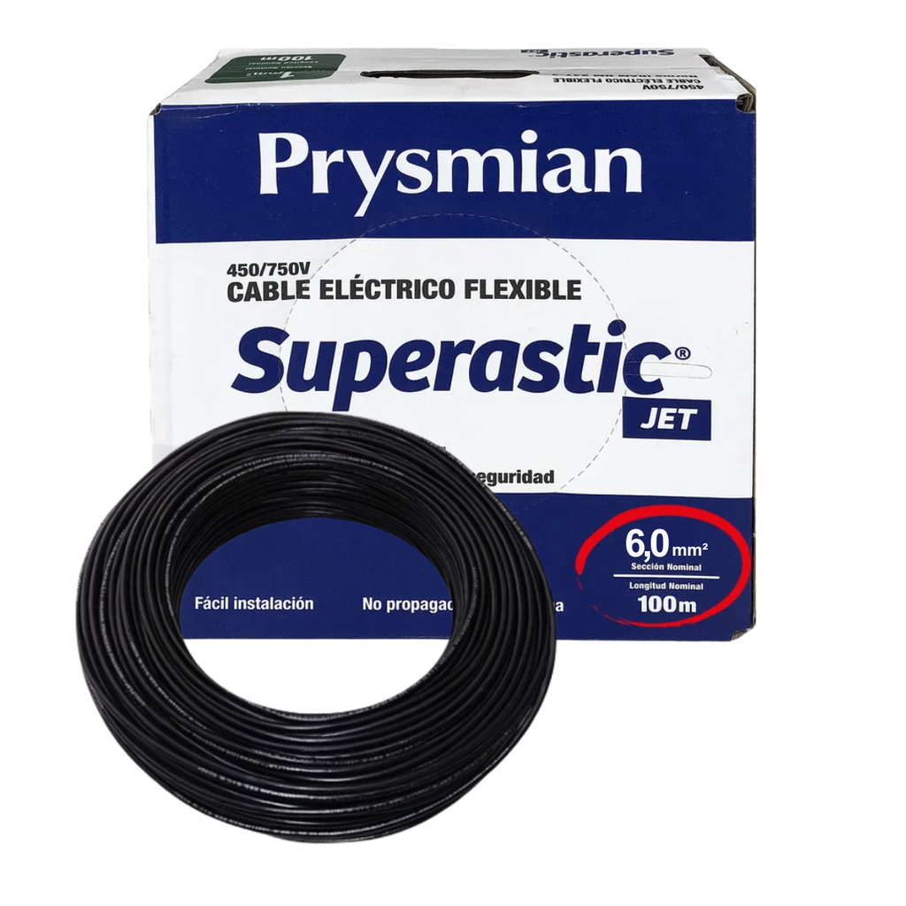 Cable unipolar 6 mm Negro Prysmian