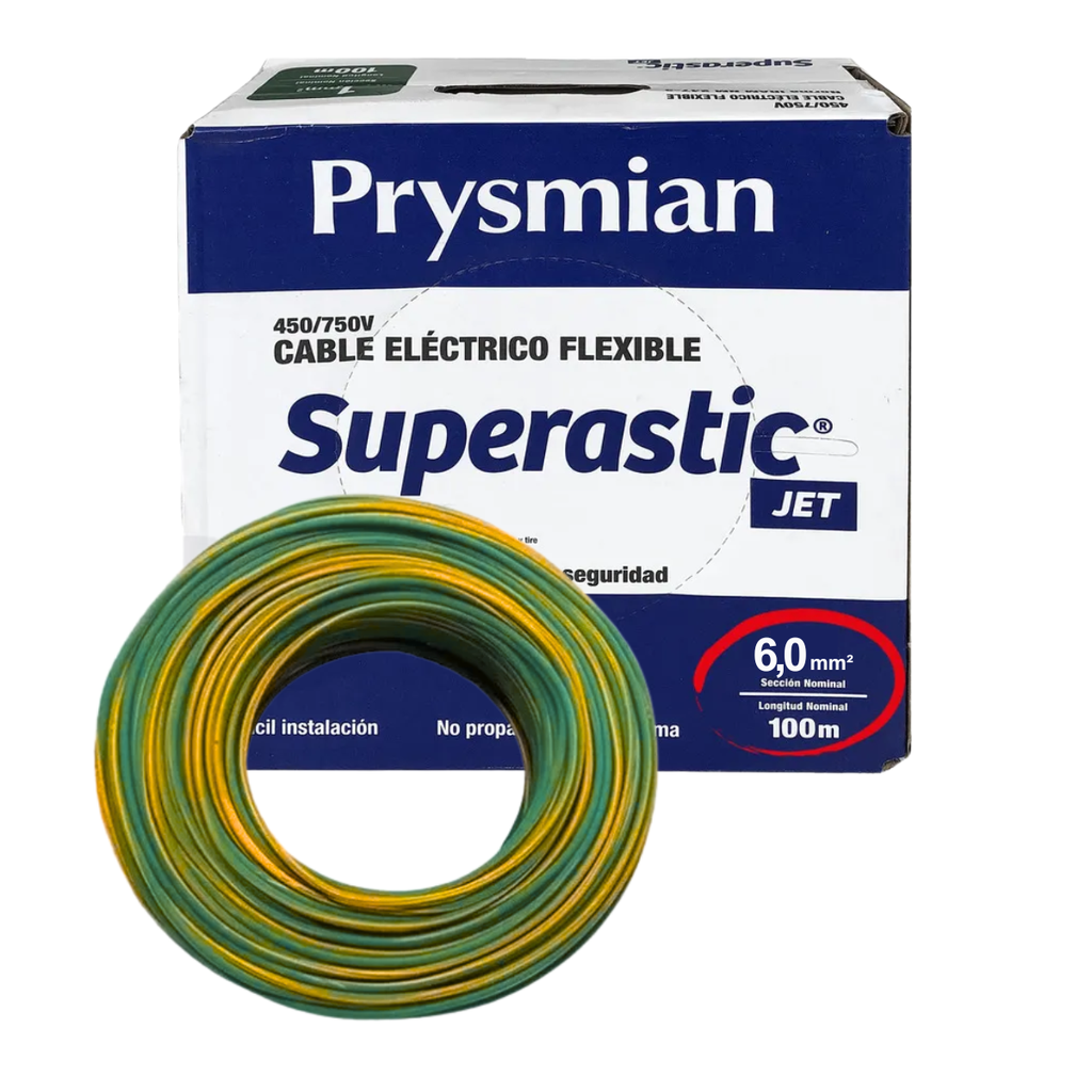 Cable unipolar 6 mm Verde/Amarillo Prysmian