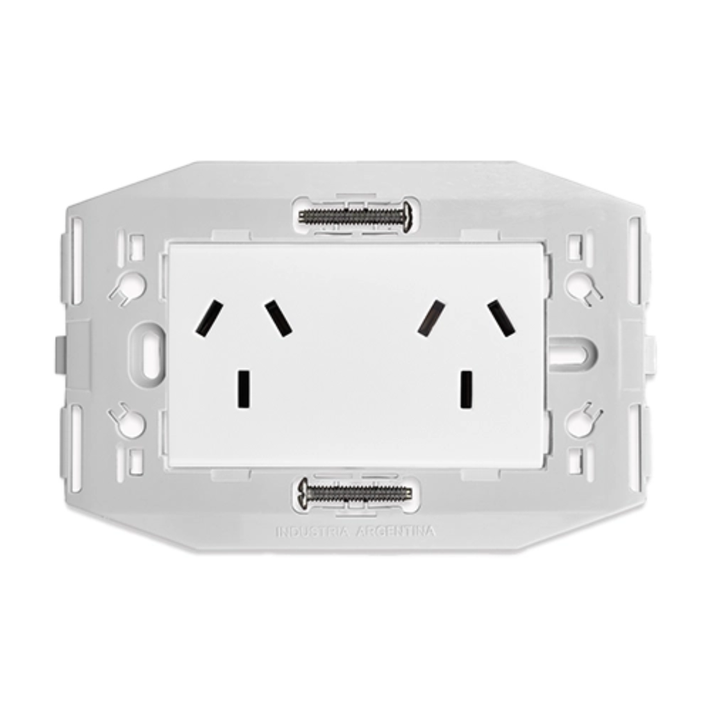 Toma doble c/bastidor incorporado Kalop blanco