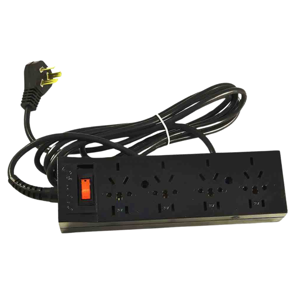 PROLONGADOR DE 4 TOMAS NEGRO C/CABLE 3,00 MTS.